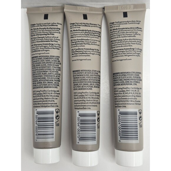 LIVING PROOF No FRIZZ Travel Set 3pc 1 OZ Styling Cream Shampoo Conditioner New - Picture 2 of 2